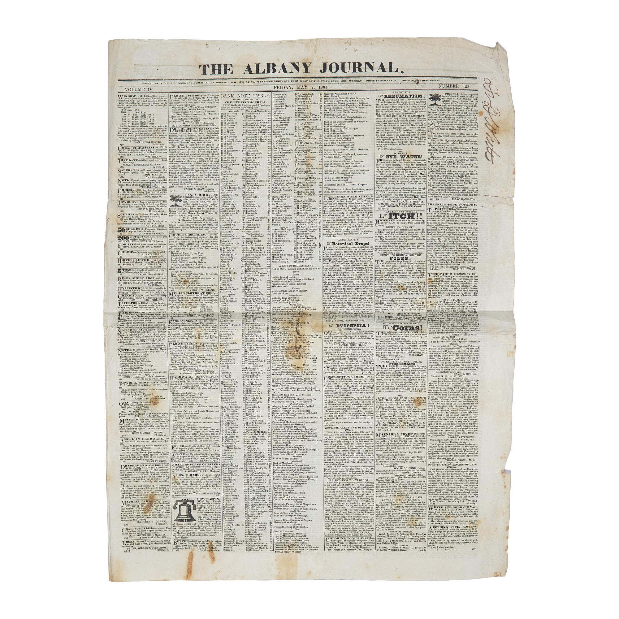[Crockett, Davy] The First American Comic Book: Group of 2 Items Related to Davy Crockett, Including Likely the First Mention of Him in an American Magazine