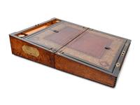 An Early Victorian Mother-of-Pearl Inlaid Amboyna and Burlwood Writing Slope