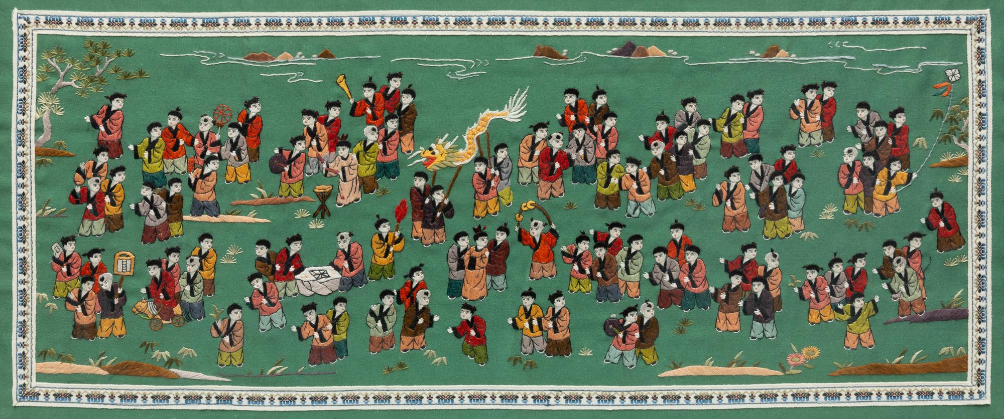 Six Chinese Embroidered Silk Panels