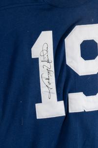 A Johnny Unitas Signed Autograph Baltimore Colts Jersey (With Photo From Signing),