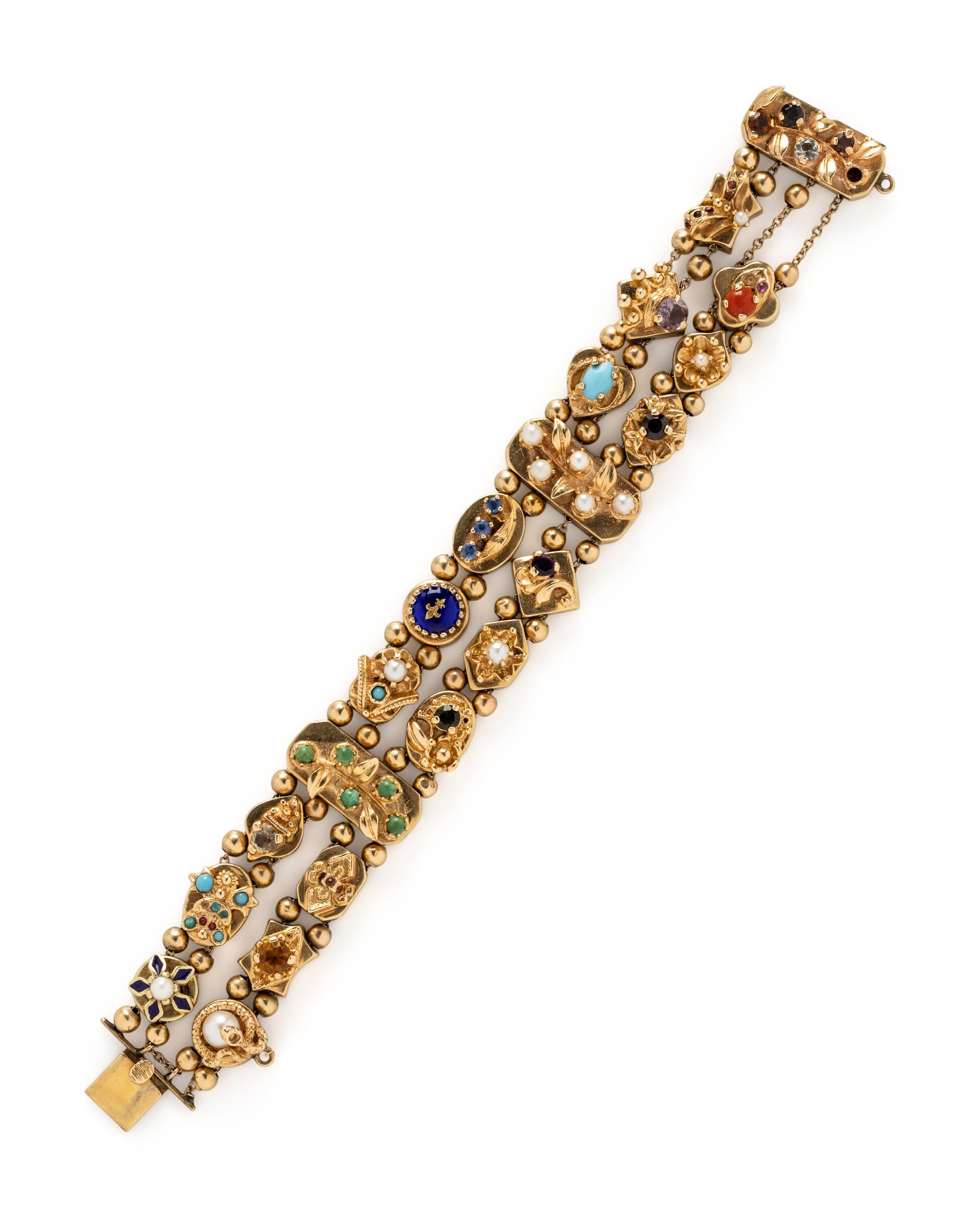 VICTORIAN, DOUBLE SLIDE CHARM BRACELET