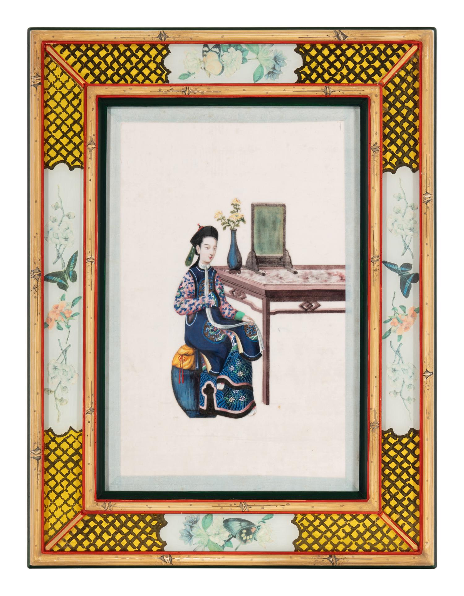 A Set of 12 Chinese Export Pith Paintings, Late 19th/Early 20th Century 清晚期 通草畫人物圖鏡框12幅