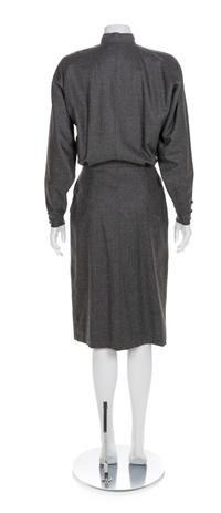 Gucci Grey Wool Dress with Detachable Collar, 1980s No size label
