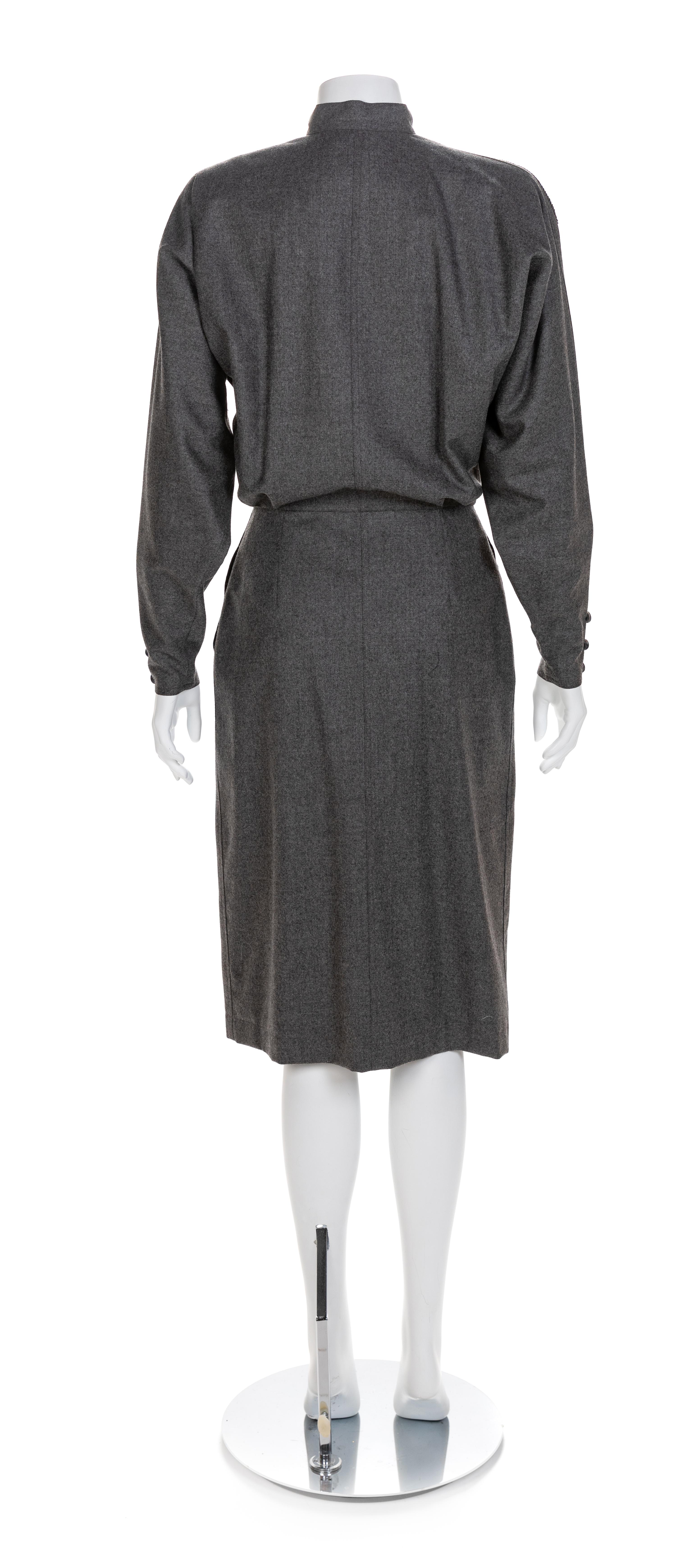 Gucci Grey Wool Dress with Detachable Collar, 1980s No size label