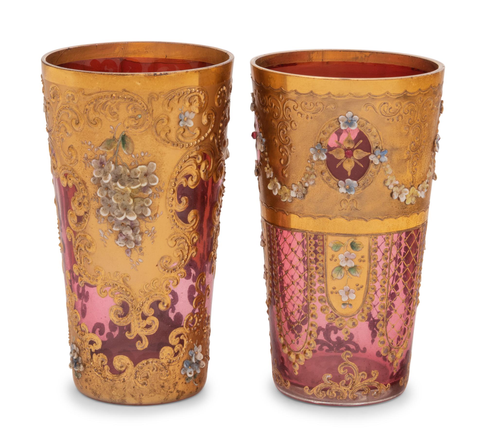 An Italian Enameled Glass Drink Service