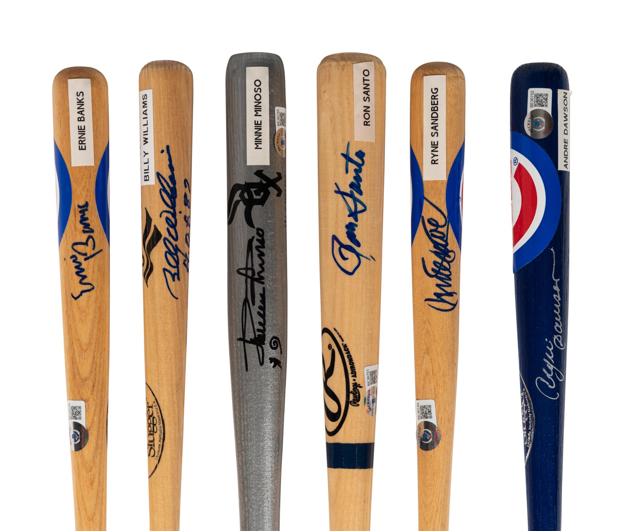 A Group of Six Chicago Baseball Hall of Fame Signed Autograph Mini Bats (Beckett Authentication Services BAS Certified),