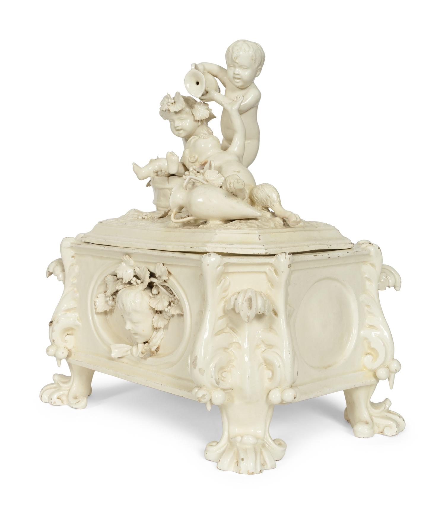 A Capodimonte White-Glazed Faience Table Casket