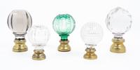 A Collection of Five Glass Newell Post Finials Height of tallest 8 1/4 inches. — 19TH/20TH CENTURY