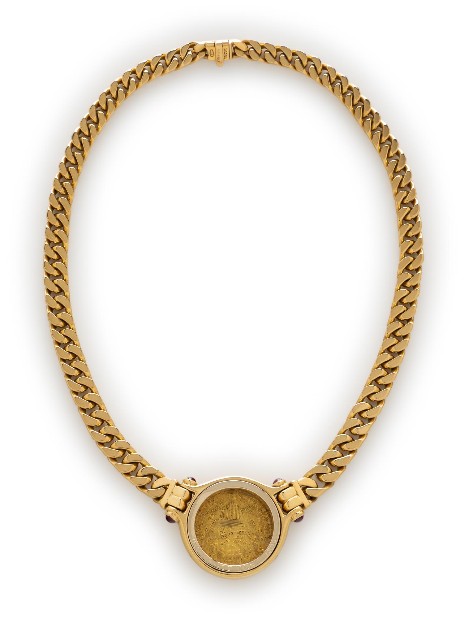 BULGARI, YELLOW GOLD 1806 EARLY AMERICAN HALF EAGLE 'MONETE' NECKLACE