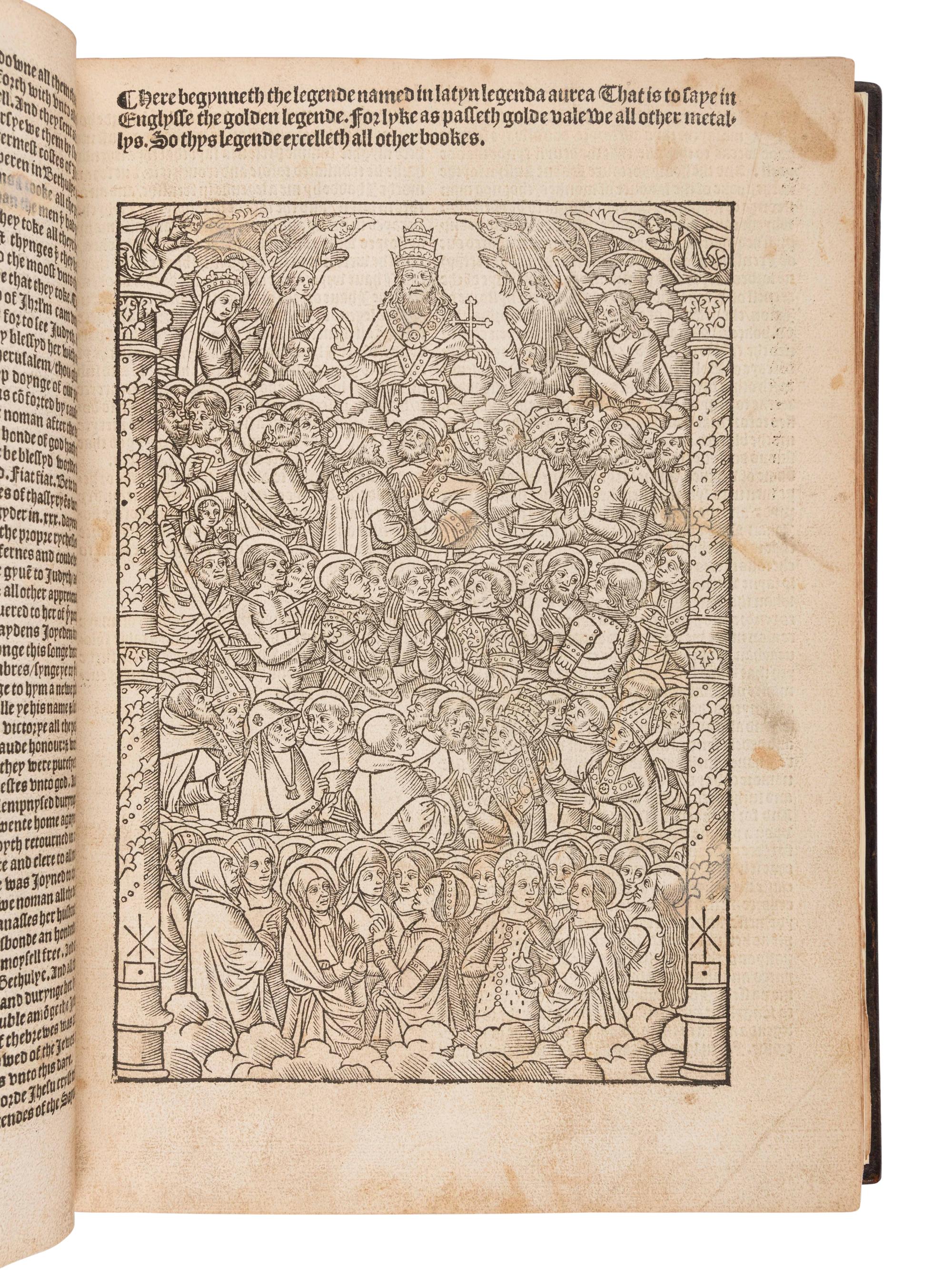 [CAXTON, William (d. 1492), translator]. VORAGINE, Jacobus de (ca 1230-1298). [The Golden Legend]. Here begynneth the legende named in Latyn Legenda aurea : that is to saye in Englysse The golden legend : for lyke as passeth golde vale we all other metallys, so thys legende excelleth all other bookes . London: Julian Notary, 16 February 1503, i.e. 1504].