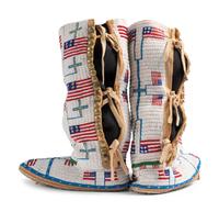 Beaded Boot Moccasins, with American Flags