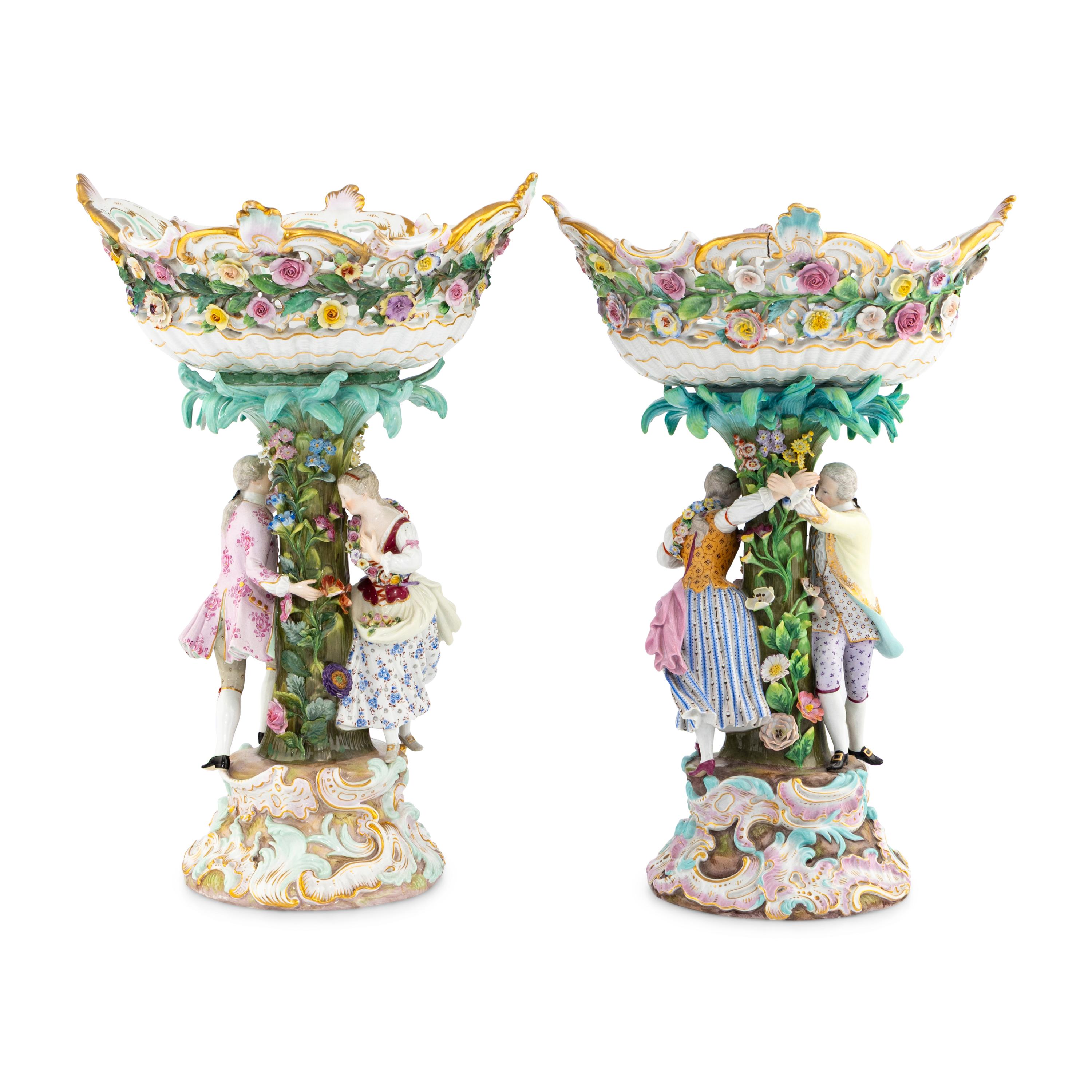 A Pair of Meissen Porcelain Centerpiece Baskets
