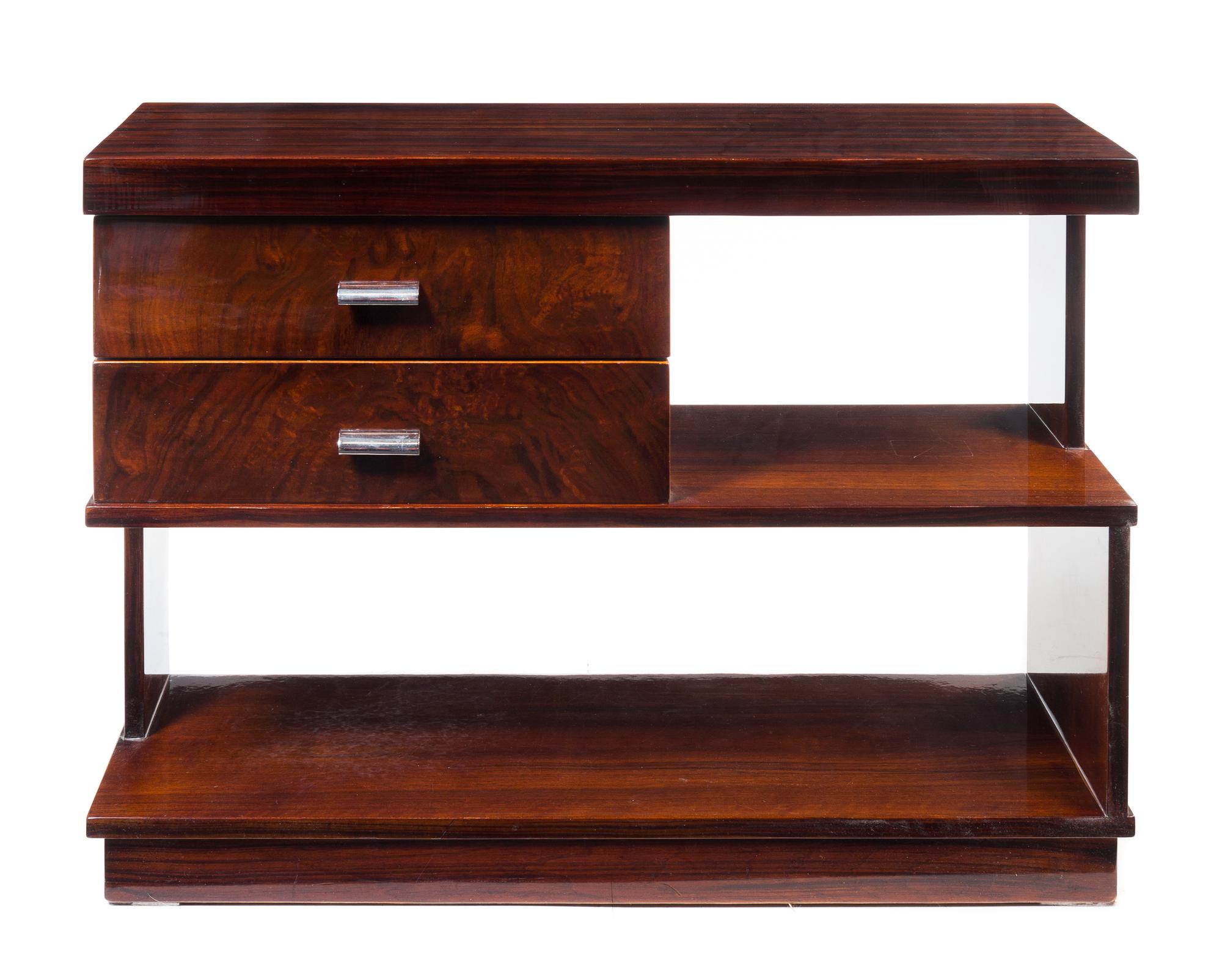 An Art Deco Rosewood Side Table Height 25 3/4 x width 35 1/2 x depth 12 3/4 inches.