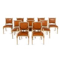 A Set of Twelve Italian Cream-Painted and Parcel Gilt Dining Chairs