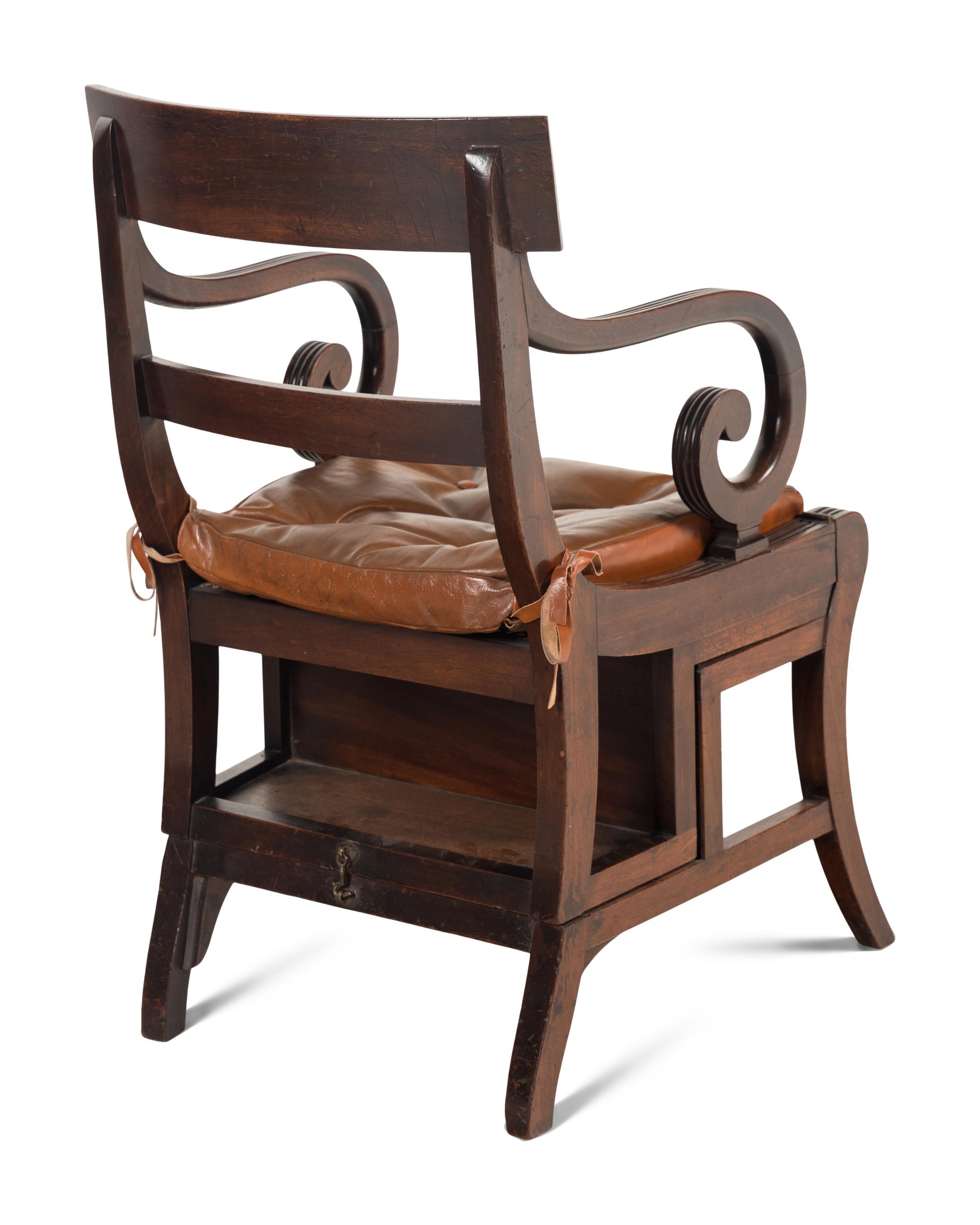A Regency Mahogany Metamorphic Library Chair and Steps