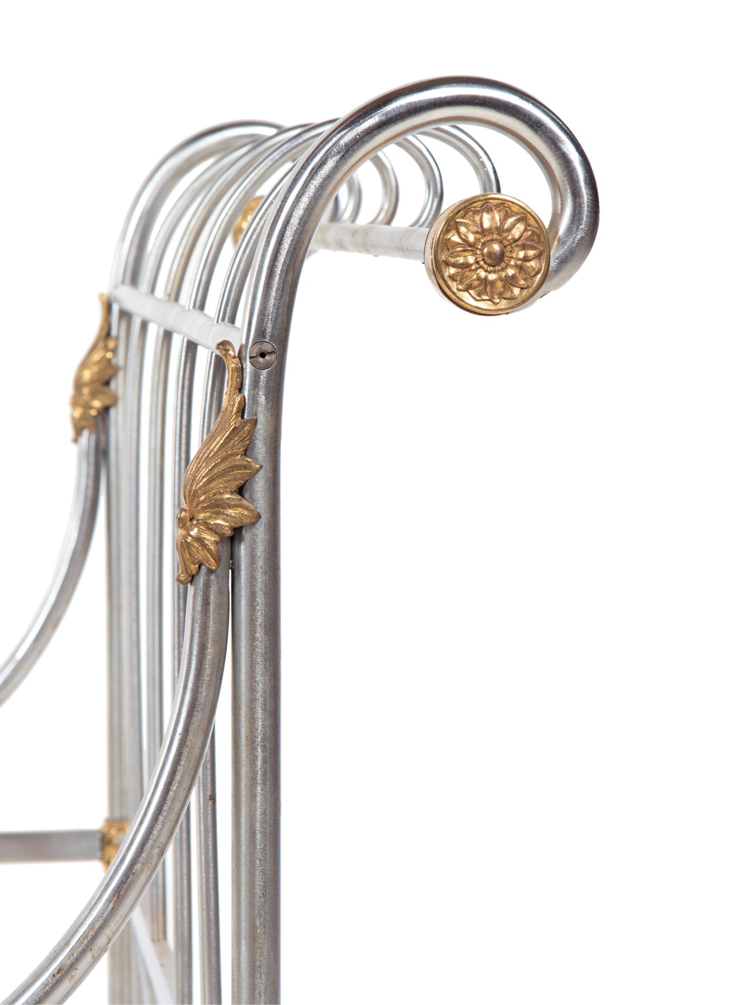 A French Steel and Brass Bed in the Style of Maison Jansen