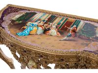 A Pair of French Gilt Bronze and Transfer-Printed Porcelain Mounted Console Tables