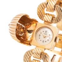 RETRO, YELLOW GOLD, SAPPHIRE AND DIAMOND SURPRISE WRISTWATCH