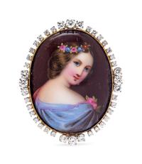 A Yellow Gold and Diamond Portrait Brooch,