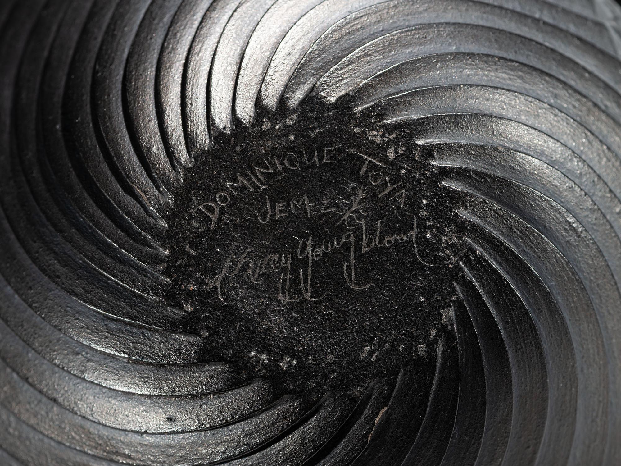 Micaceous Blackware Swirling Pottery Jar, Collaboration