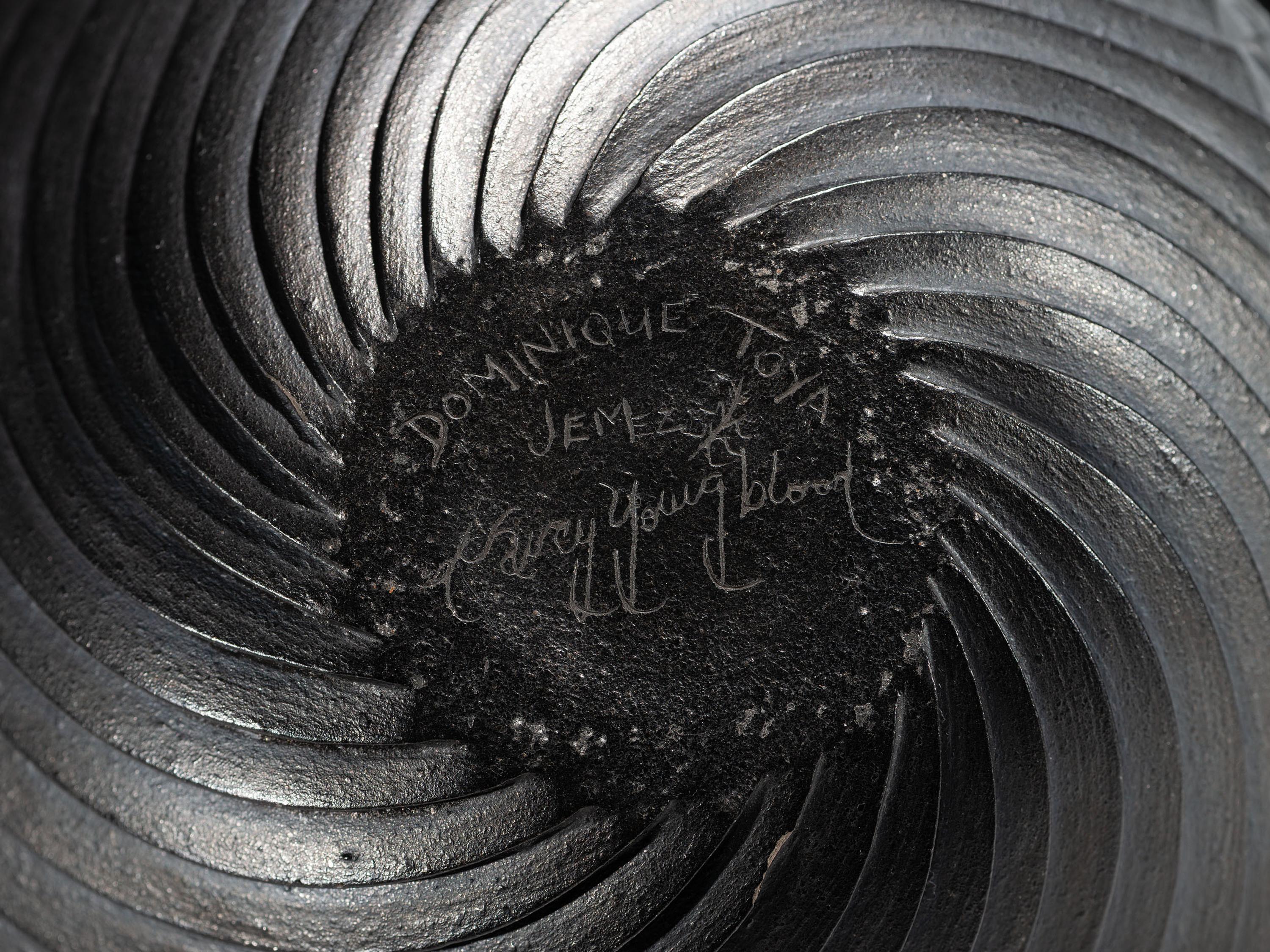 Micaceous Blackware Swirling Pottery Jar, Collaboration