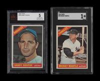 A Group of Graded 1966 Topps Baseball Cards (Including Mickey Mantle and Sandy Koufax),
