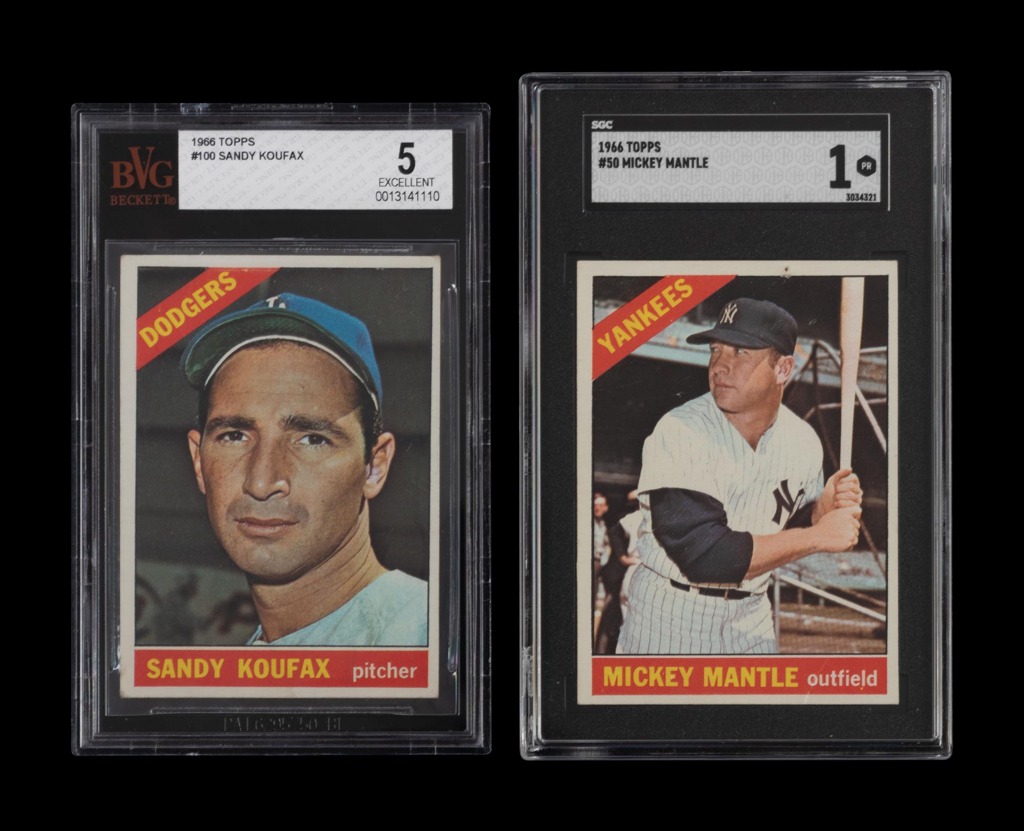 A Group of Graded 1966 Topps Baseball Cards (Including Mickey Mantle and Sandy Koufax),