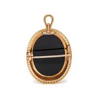 ANTIQUE, YELLOW GOLD AND ONYX CAMEO PENDANT/BROOCH