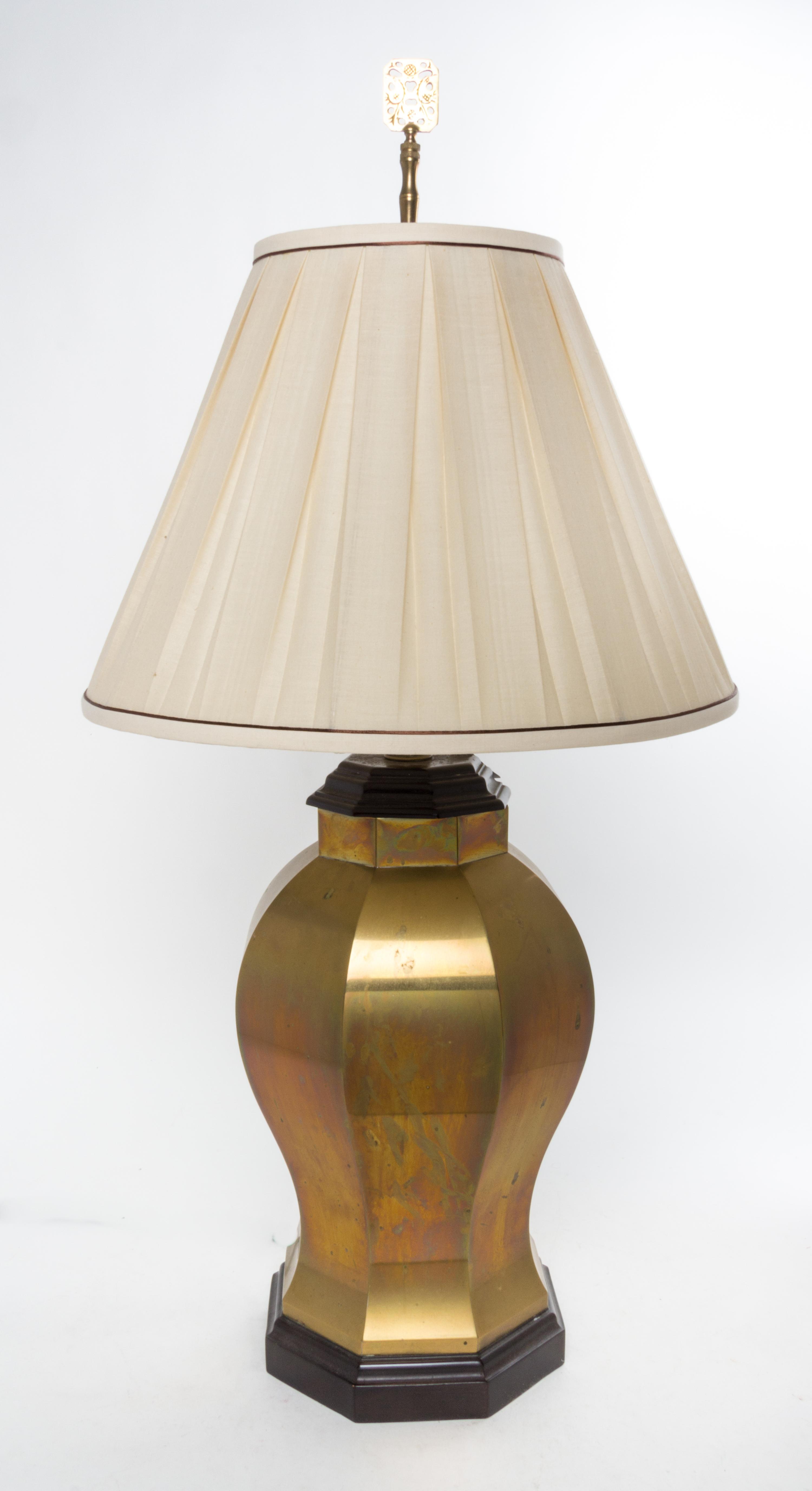 A Brass Hexagonal Table Lamp Height of first overall 36 inches. — 20TH CENTURY