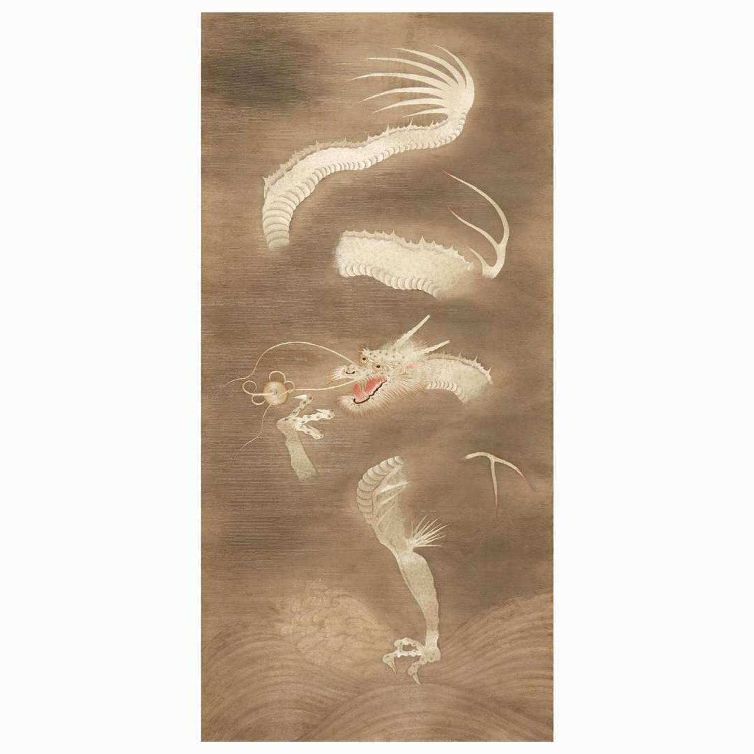 A Japanese or Korean needlework "Dragon" scroll 日本或韩国龙纹刺绣 19th/early 20th century ????????