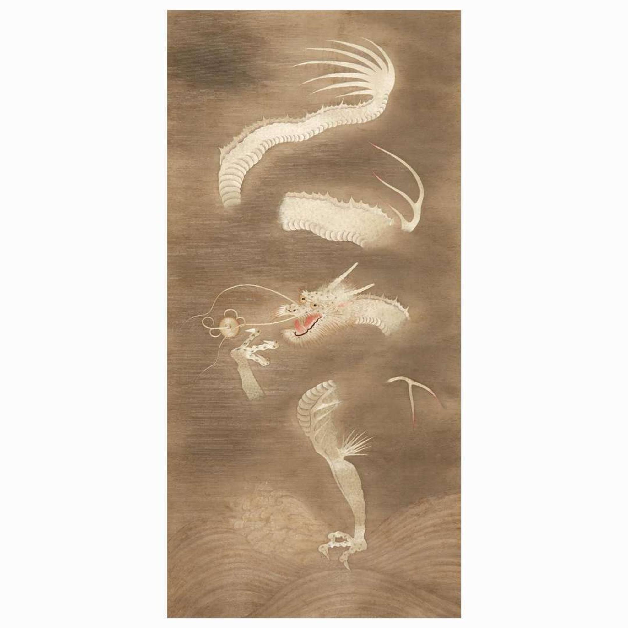 A Japanese or Korean needlework "Dragon" scroll 日本或韩国龙纹刺绣 19th/early 20th century ????????