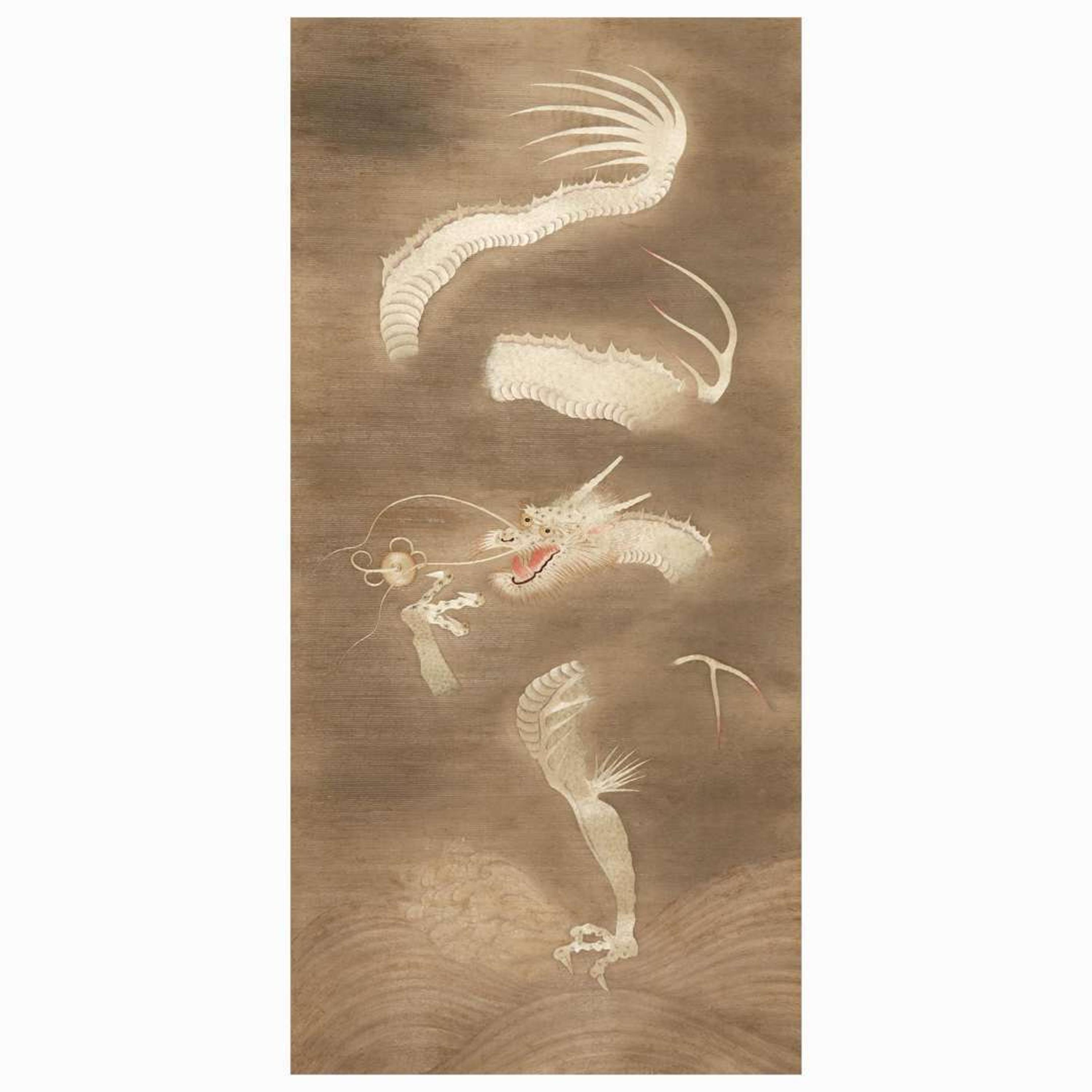 A Japanese or Korean needlework "Dragon" scroll 日本或韩国龙纹刺绣 19th/early 20th century ????????
