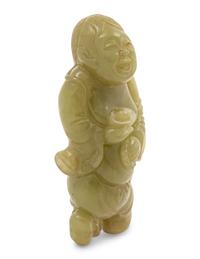 A Chinese Green Jade Figure of an Immortal