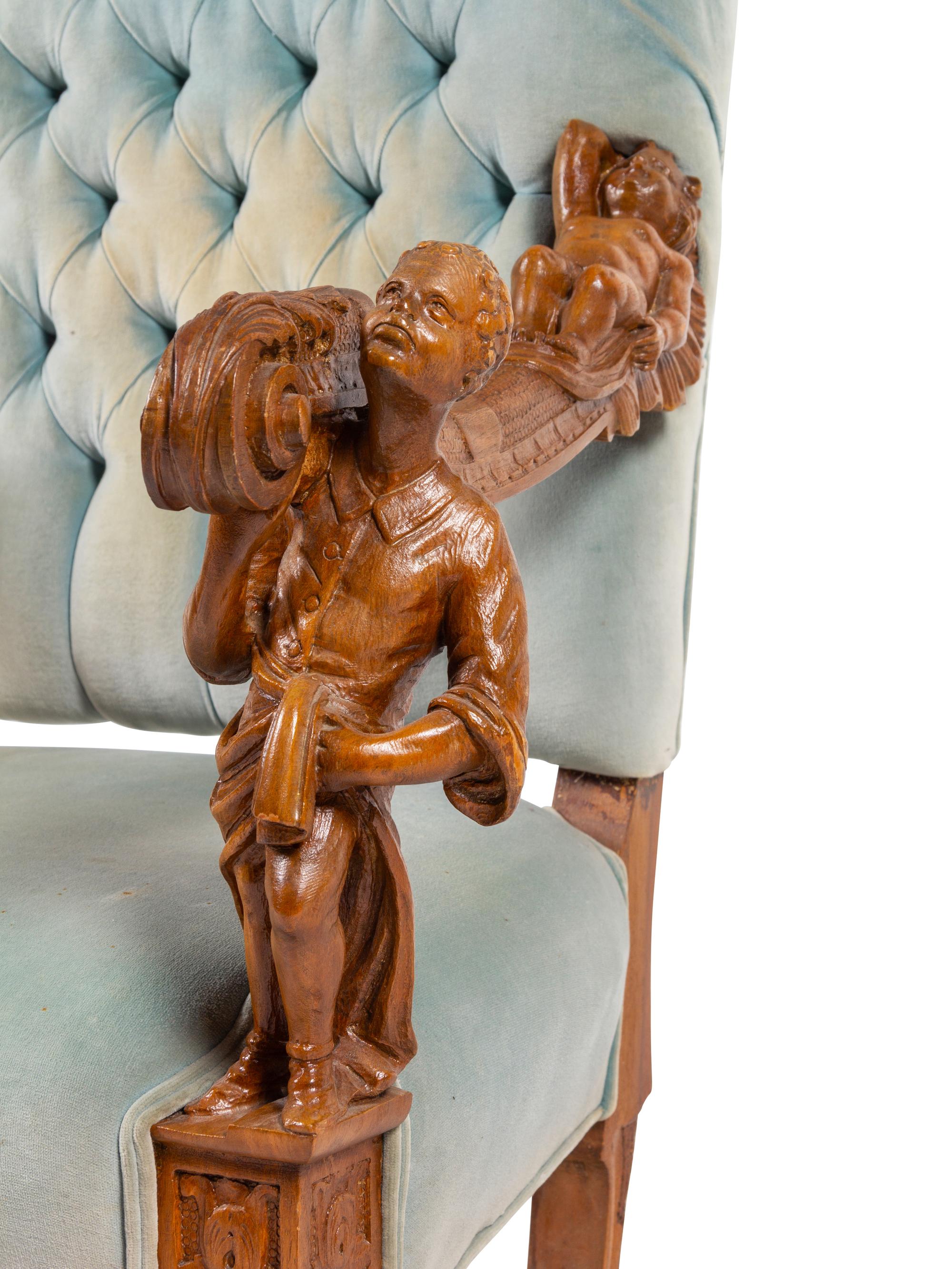A Venetian Baroque Style Carved Armchair
