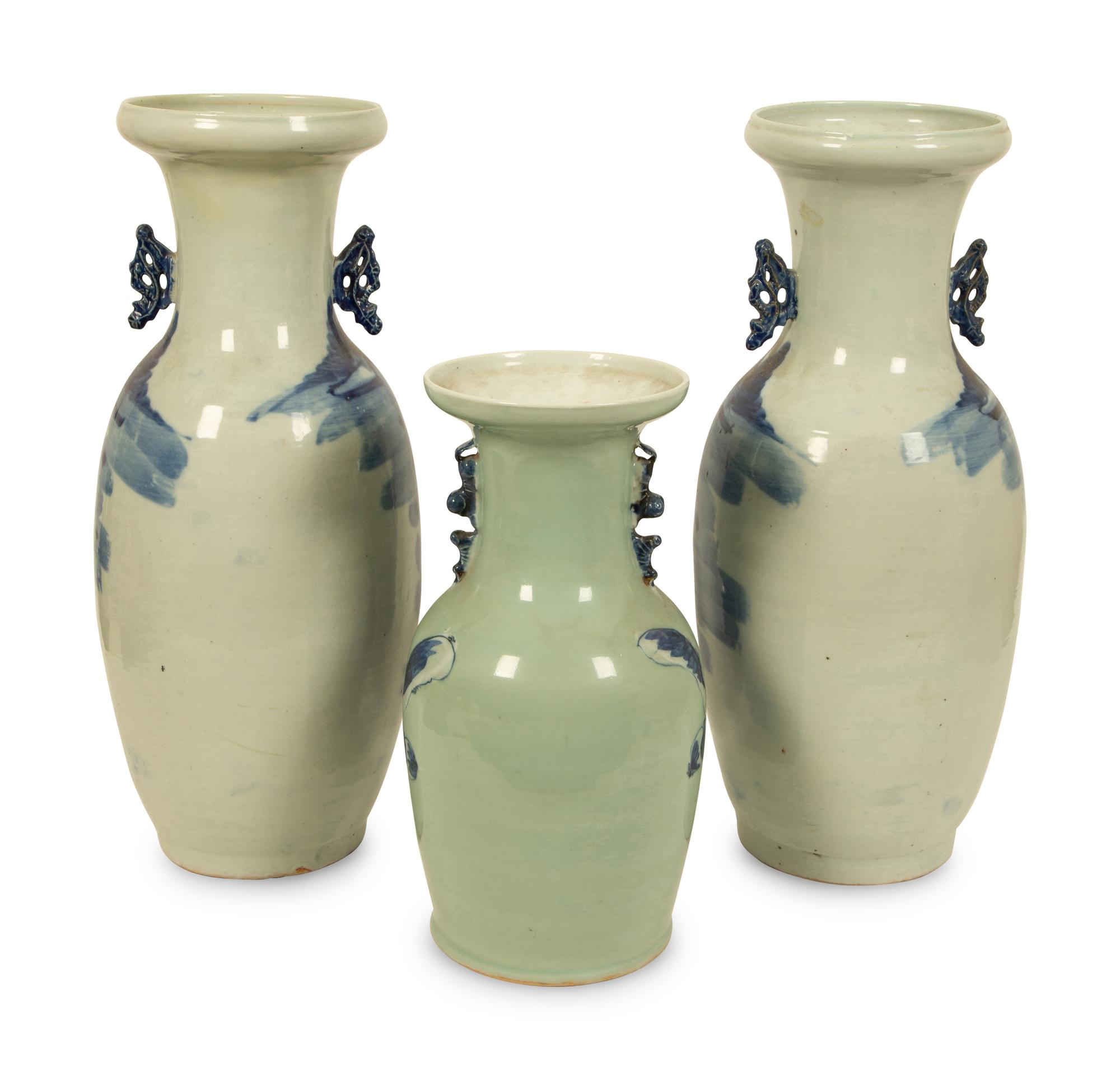 Three Chinese Blue and White Porcelain Vases