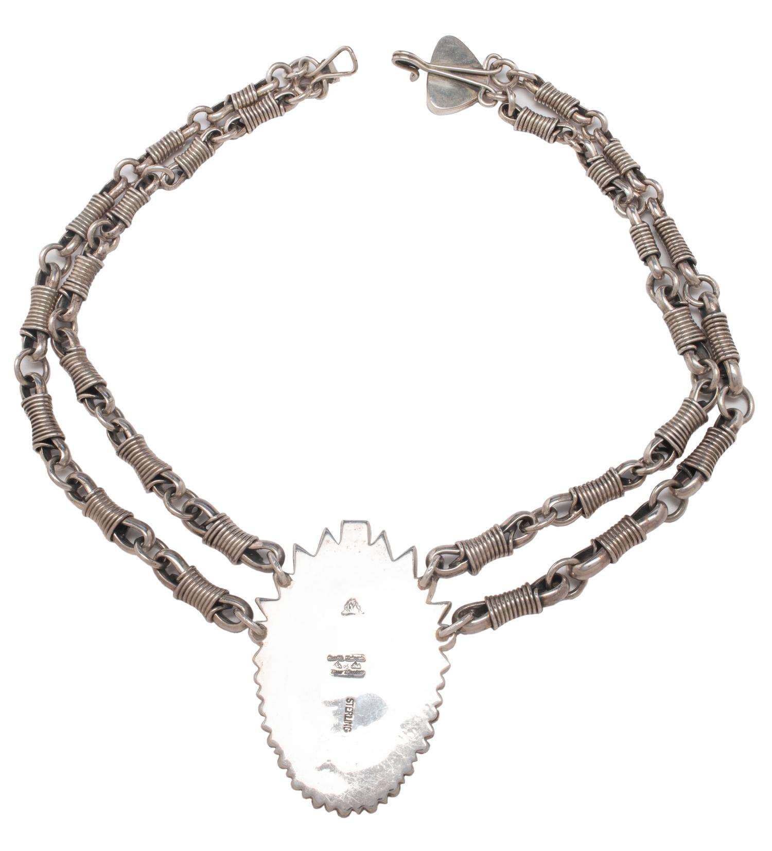 Heavy Sterling Silver Necklace, with Turquoise Pendant Lot is located and will ship from Denver, Colorado.