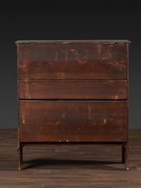 A William and Mary Red Painted Poplar Two-Drawer Blanket Chest