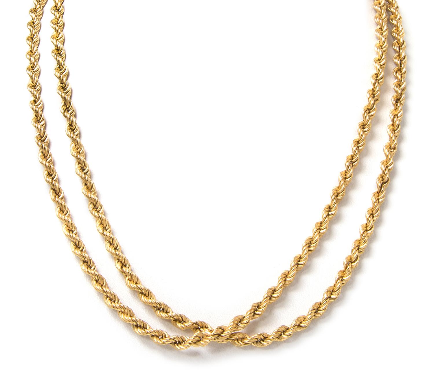 An 18 Karat Yellow Gold Rope Chain Necklace. 10.20 dwts.