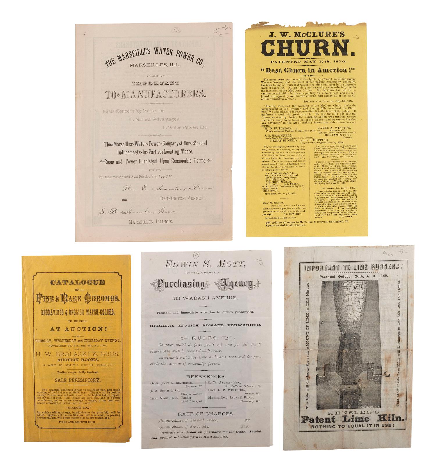 [ADVERTISING]. A group of 19th-century broadsides, handbills, and other advertising-elated ephemera.