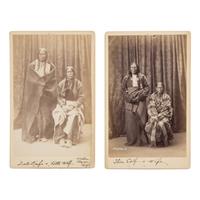 Alexander Gardner, Attributed (Scottish-American, 1821-1882) — Dull Knife and Lame Wolf, Northern Cheyenne AND Stone Calf and Wife, Cheyenne; Washington, DC, 1873