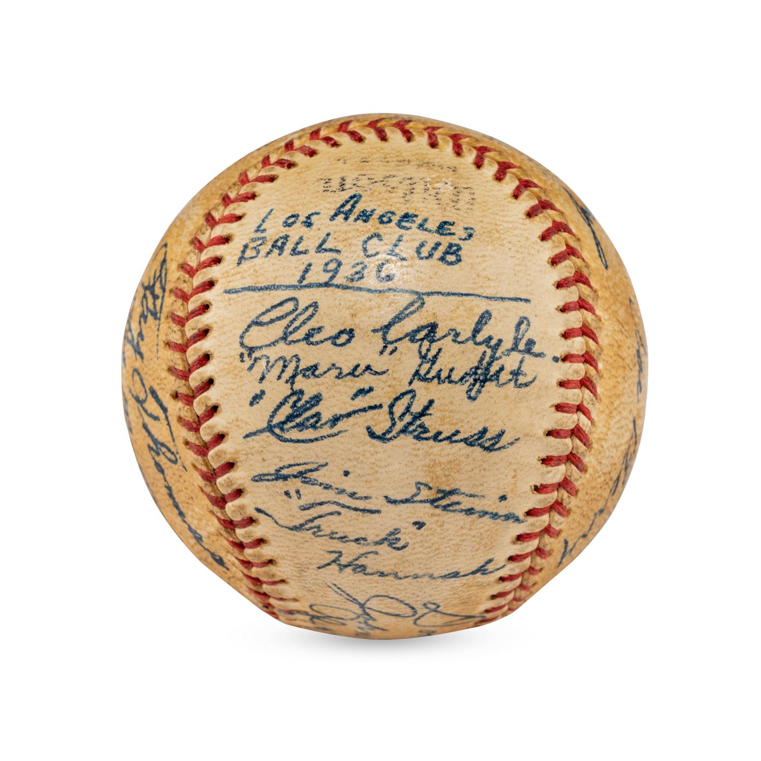 A 1936 Los Angeles Angels Team Signed Autograph Baseball