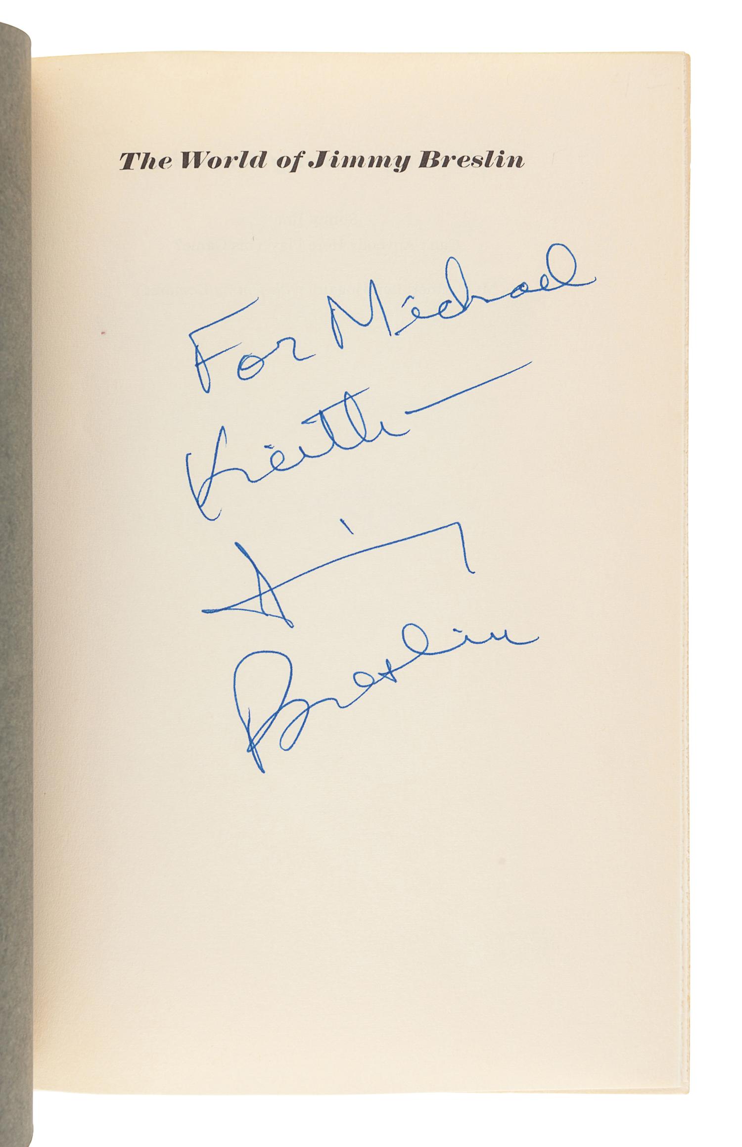 [BRESLIN, Jimmy (1928-2017)]. A group of 4 FIRST EDITIONS by Breslin, comprising: