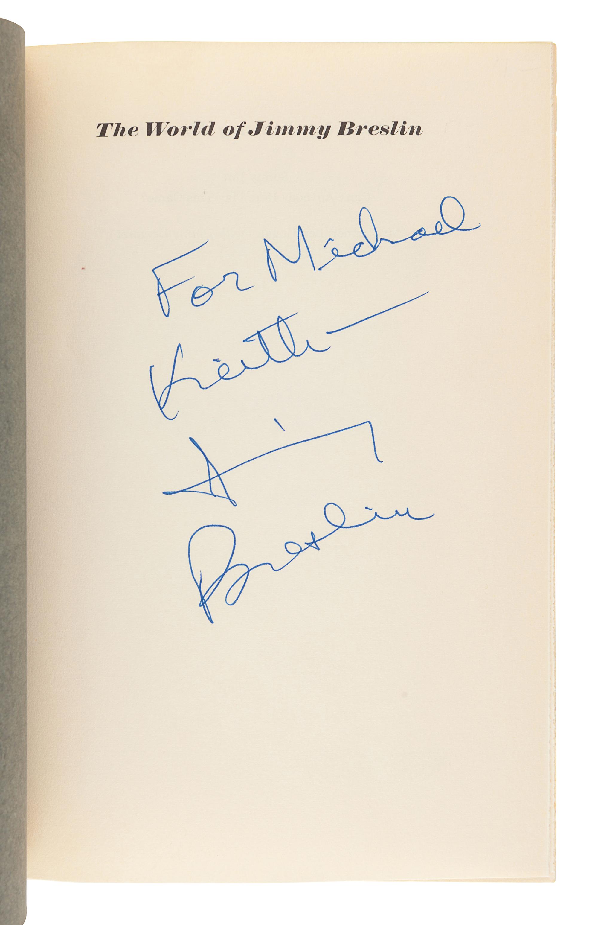[BRESLIN, Jimmy (1928-2017)]. A group of 4 FIRST EDITIONS by Breslin, comprising: