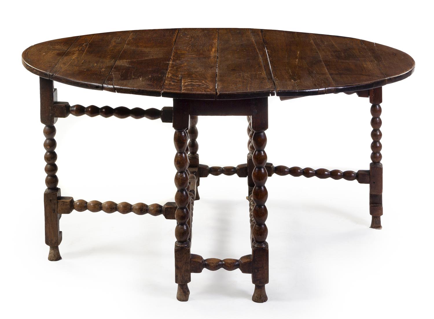 A William and Mary Oak Drop-Leaf Table