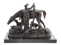 A Bronze Figural Group Height 11 x width 14 1/4 inches. — AFTER PIERRE JULES (PJ) MENE (FRENCH, 1810-1879)