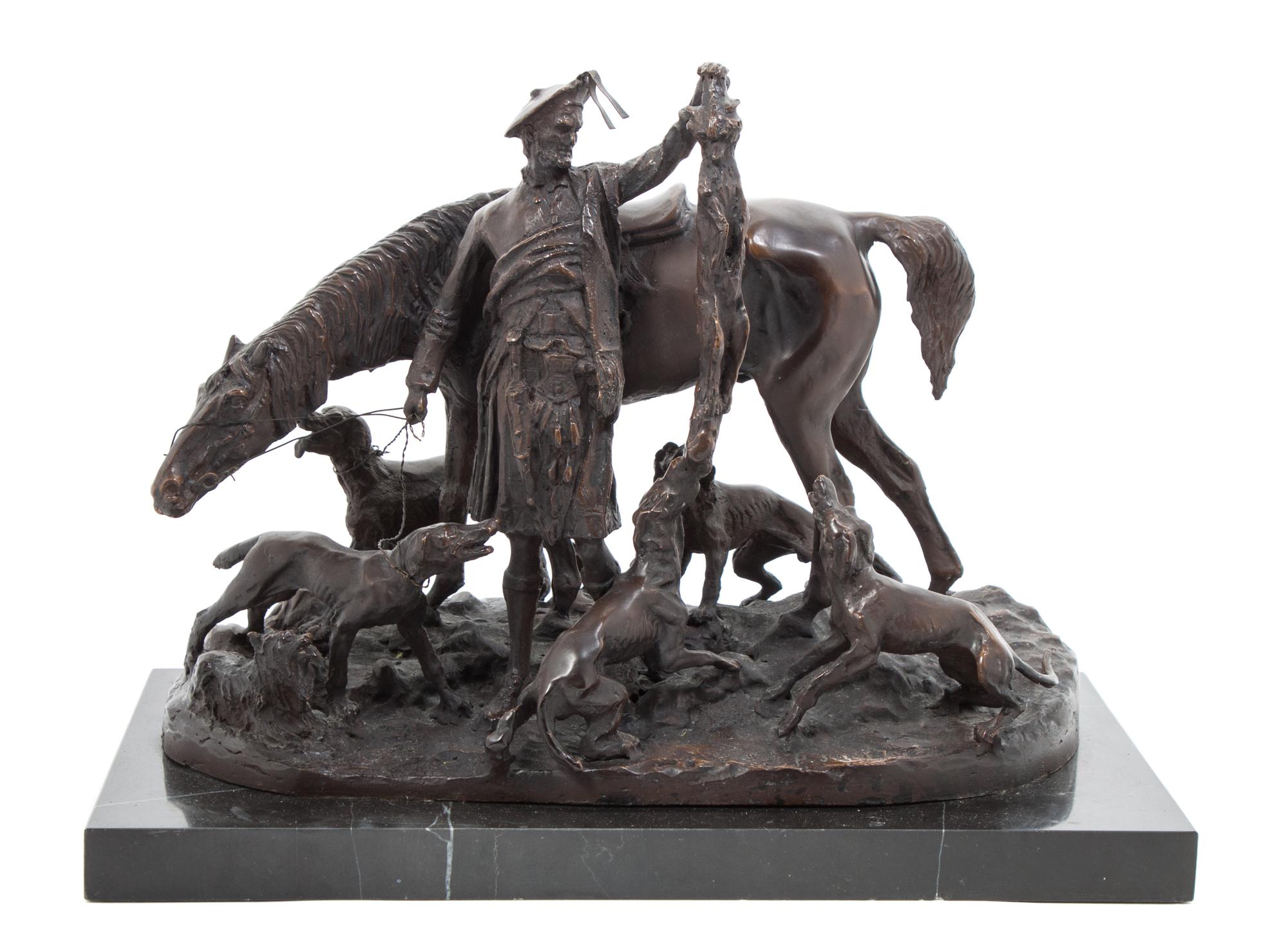 A Bronze Figural Group Height 11 x width 14 1/4 inches. — AFTER PIERRE JULES (PJ) MENE (FRENCH, 1810-1879)