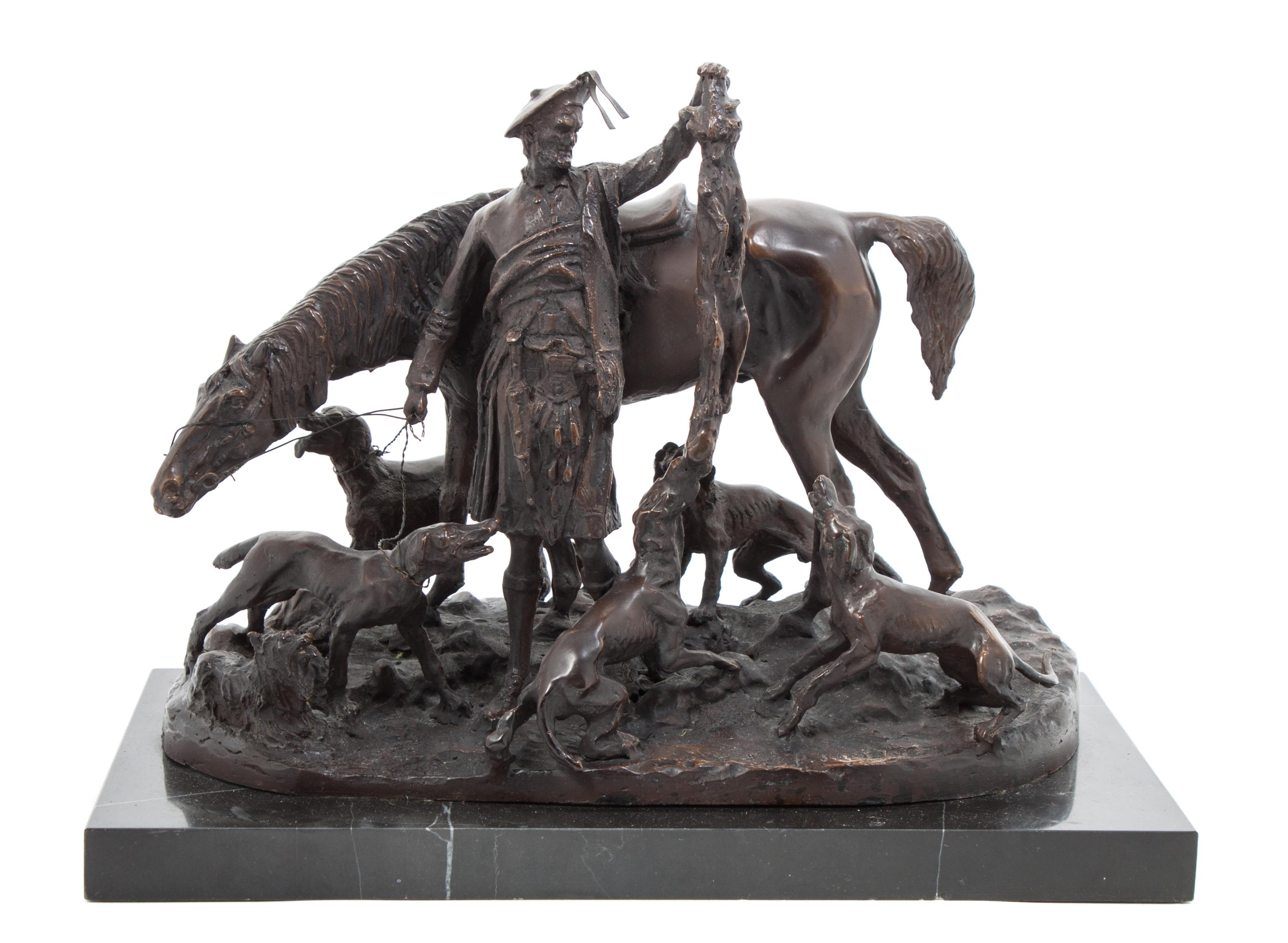 A Bronze Figural Group Height 11 x width 14 1/4 inches. — AFTER PIERRE JULES (PJ) MENE (FRENCH, 1810-1879)