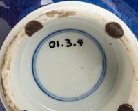 A Chinese Export Powder Blue Ground Famille Verte Porcelain Four-Piece Garniture