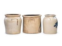 Three Cobalt-Decorated Stoneware Vessels