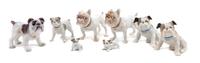 A Group of Eight Porcelain Bulldogs Height of tallest 2 3/4 inches.